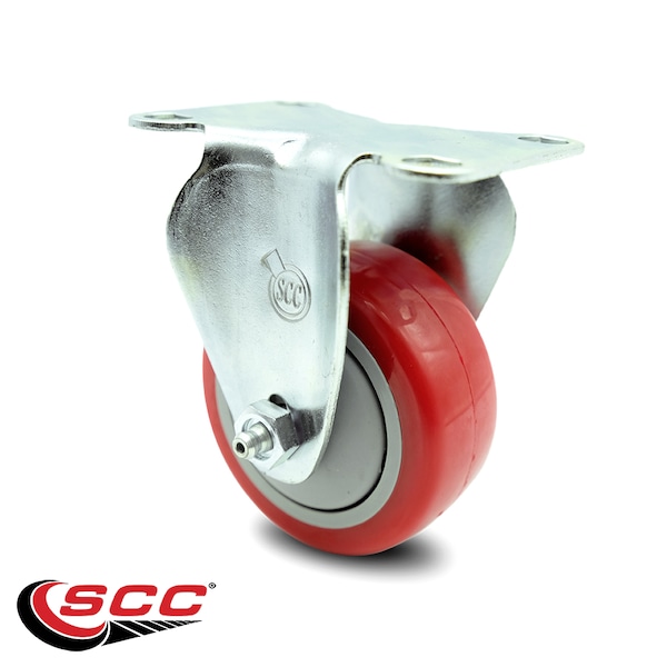 3.5 Inch Red Polyurethane Wheel Rigid Top Plate Caster